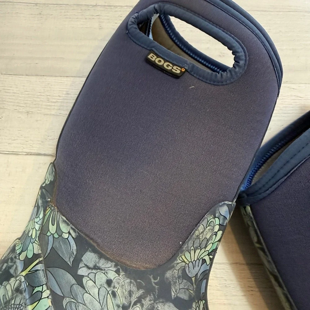 BOGS girls navy teal floral snow boots kids size‎ 2